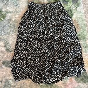 Free People Black Floral Midi Skirt